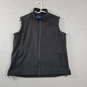 Iceburg Black Softshell Full Zip Tech Pockets Fleece Lined Vest Men's L Stretch